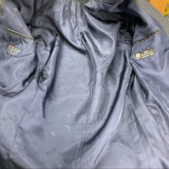 Irish 100% Wool Sports Coat 38R Blue Glen Plaid Pattern Club Le Tricot Marine - Picture 9 of 12